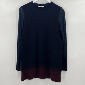 Vince Navy Wine Ombre Sweater Mesh Sleeves Long Tunic Sweater Women's Size XS